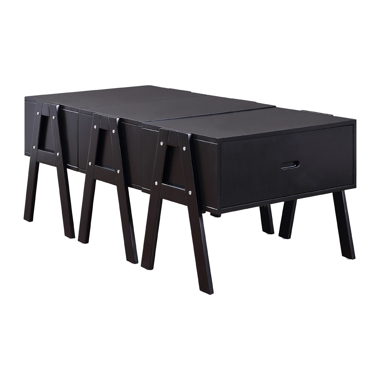 Rectangular Convertible Coffee Table in Black Finish - Mycitystee