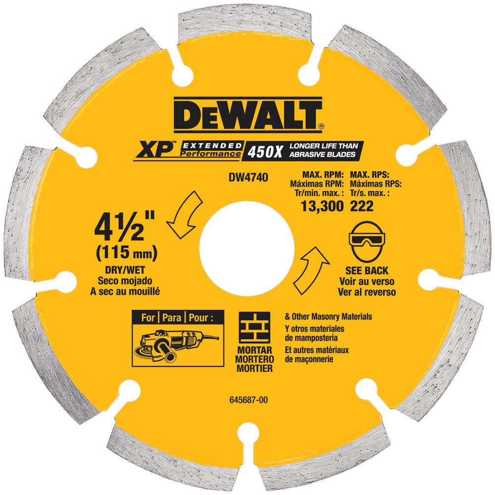 DEWALT 4-1/2-in x 0.250-in XP Tuck Point Blade DW4740 from DEWALT - Mycitystee