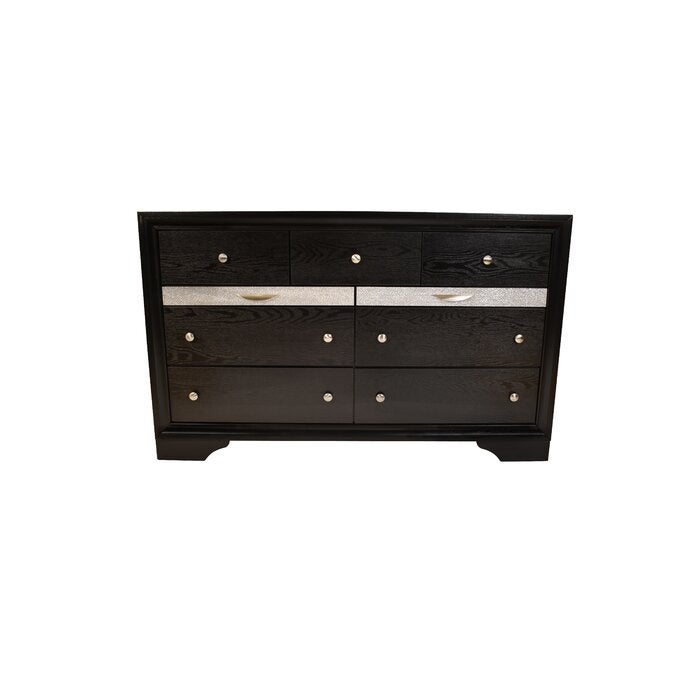 Global Pronex Wooden Dresser with 6 Drawers and 2 Jewlry Storage Black - - 35478794 - Mycitystee