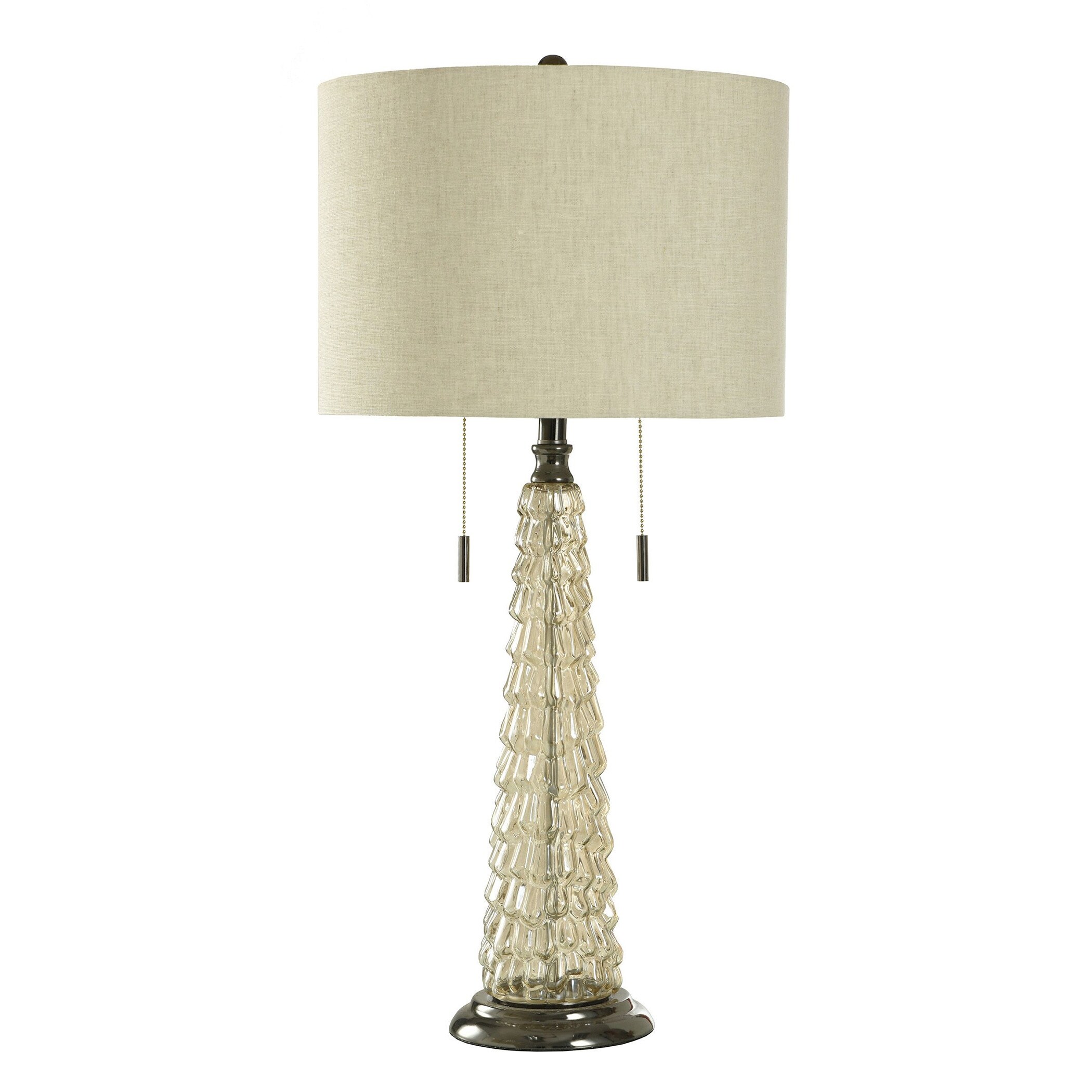 Chandi Glow - Classic Table Lamp - Tapered Tree Translucent Glass Design - Light Oatmeal Shade - Mycitystee