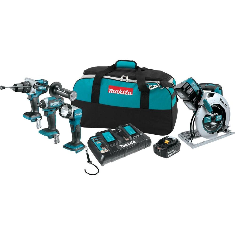 Makita 18 Volt X2 LXT Lithium-Ion Cordless 4-Piece Combo Kit XT443PM from Makita - Mycitystee