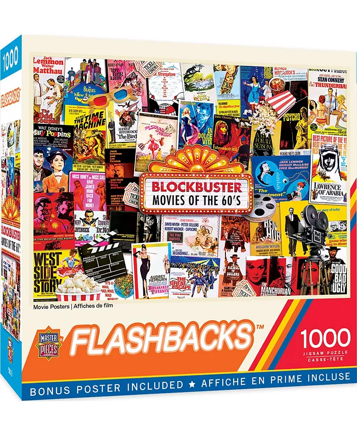 MasterPieces Puzzles Flashbacks - Movie Posters 1000 Piece Adult Jigsaw Puzzle - Mycitystee