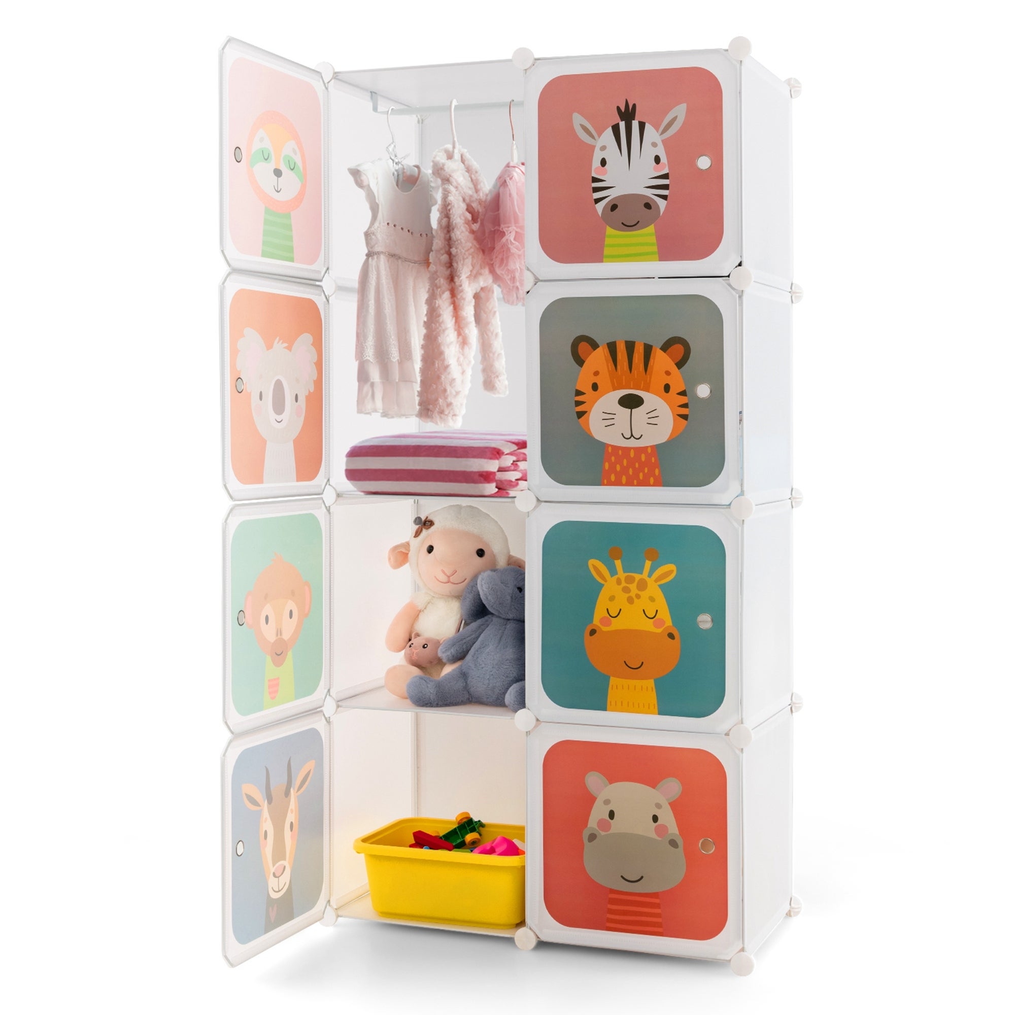 Costway 8-Cube Kids Wardrobe Baby Dresser Bedroom Armoire Clothes - - 37522369 - Mycitystee