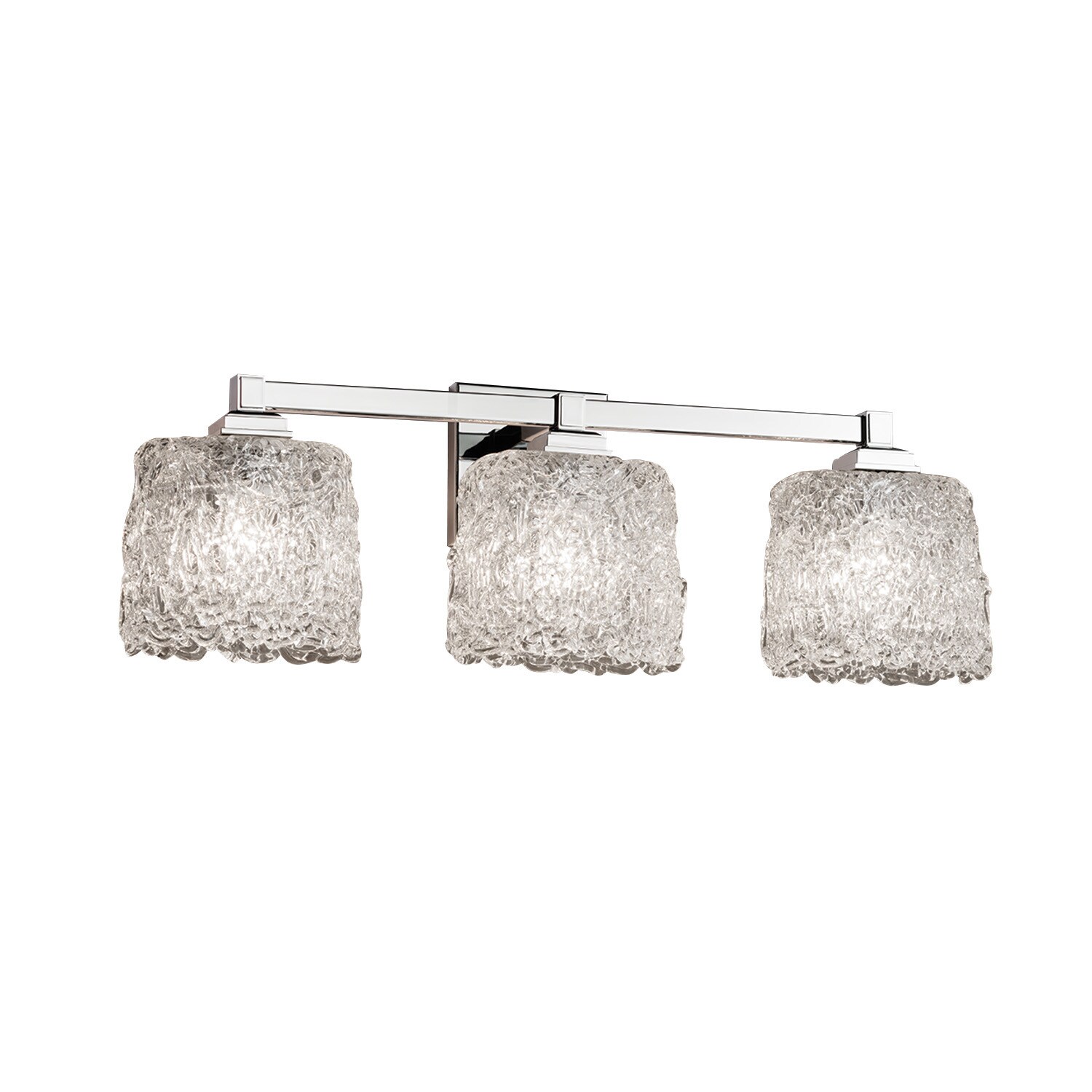 Justice Design Veneto Luce Regency 3-light Polished Chrome Bath Bar， Lace Oval Shade - Mycitystee