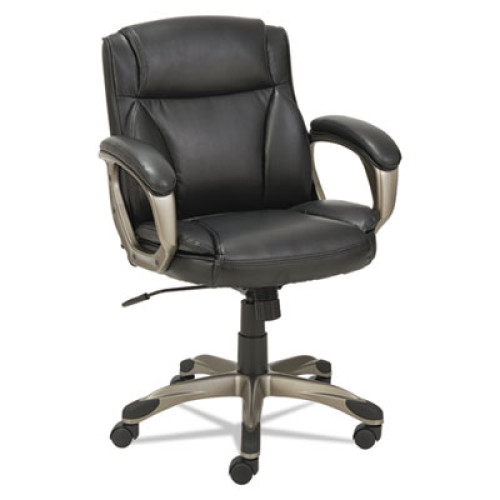 Alera Veon Series Low-Back Leather Task Chair， Supports up to 275 lbs.， Black Seat/Black Back， Graphite Base (VN6119) - Mycitystee