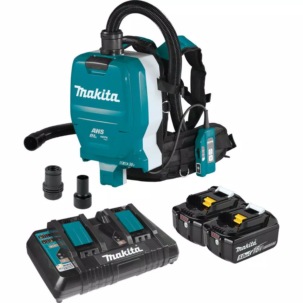 Makita 18-Volt X2 LXT Lithium-Ion (36V) Brushless 1/2 Gal. HEPA Filter Backpack Dry Dust Extractor Kit， AWS Capable (5.0 Ah) and#8211; XDC Depot - Mycitystee