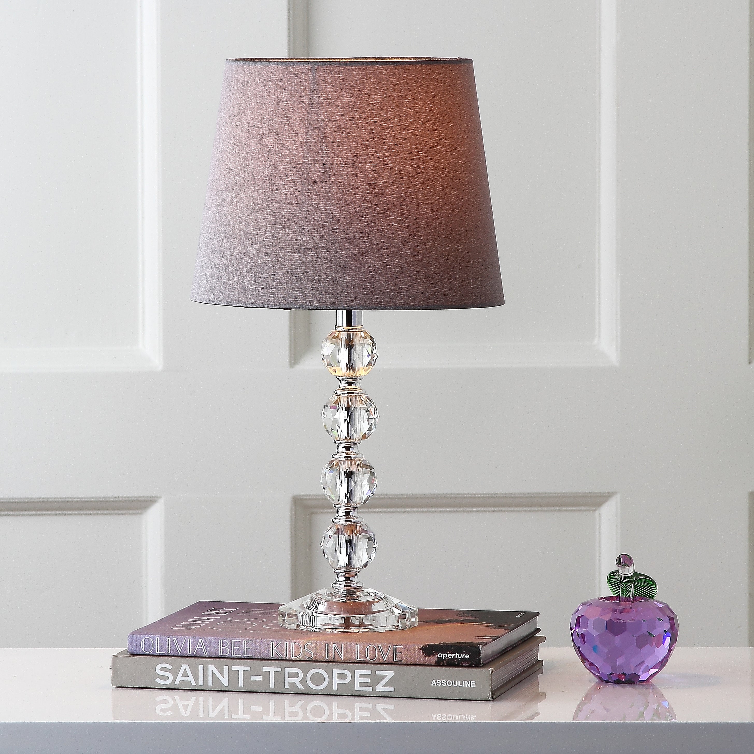 SAFAVIEH Lighting 16-inch Nola Grey Shade Stacked Crystal Ball Table Lamp (Set of 2) - 9