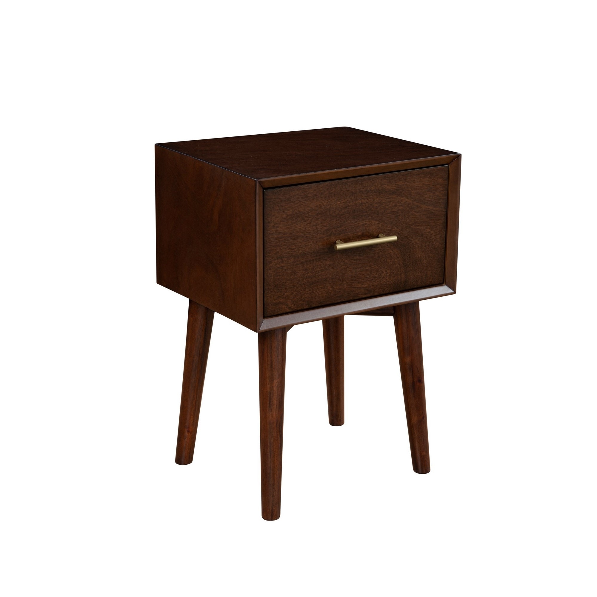 End Table with 1 Drawer and Angled Legs， Walnut Brown - Mycitystee