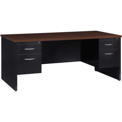 Lorell Walnut Laminate Commercial Steel Desk Series Pedestal Desk - 2-Drawer (79139) - Mycitystee