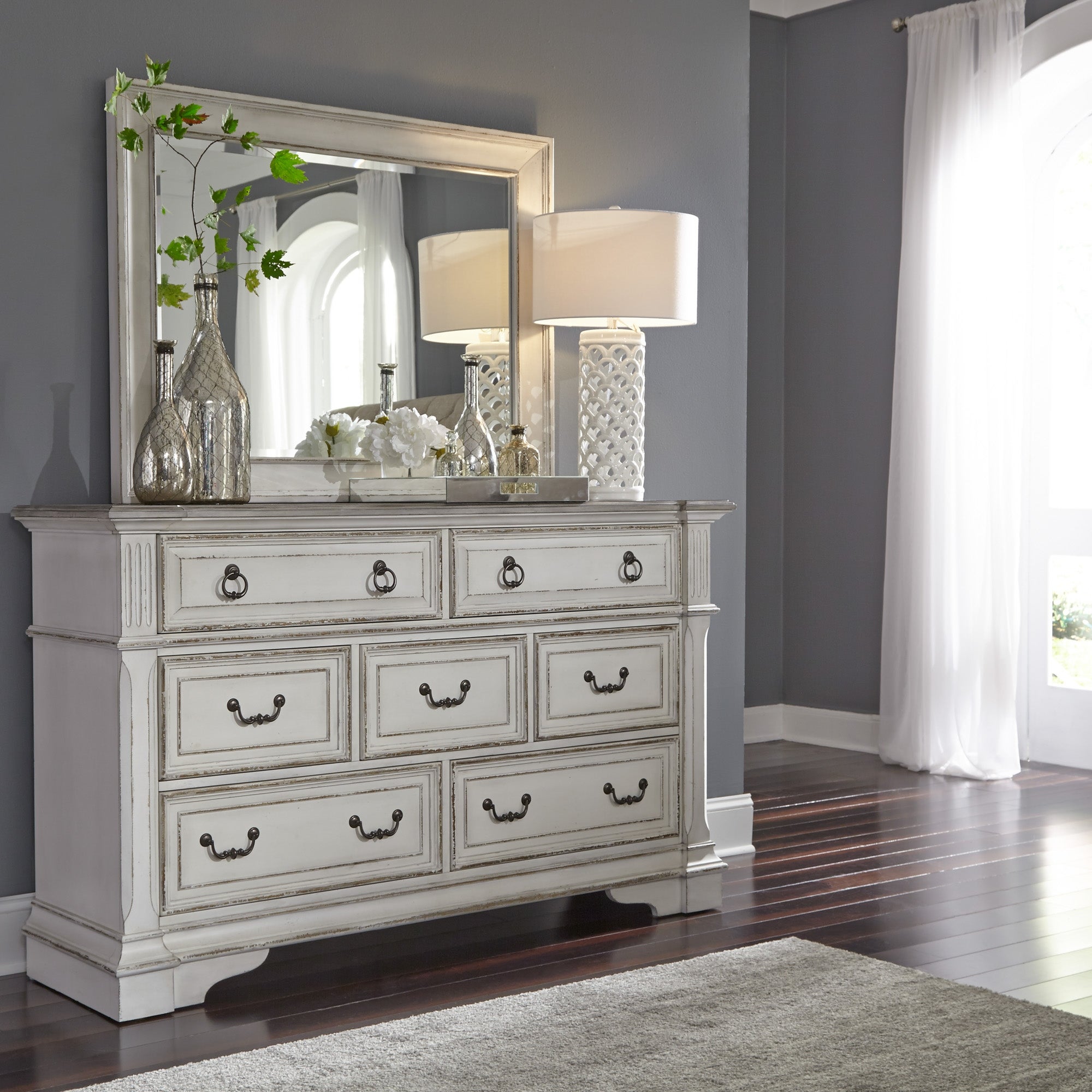 The Gray Barn Abbey Park Weathered Brown and Antique White Dresser and Mirror - - 25673972 - Mycitystee