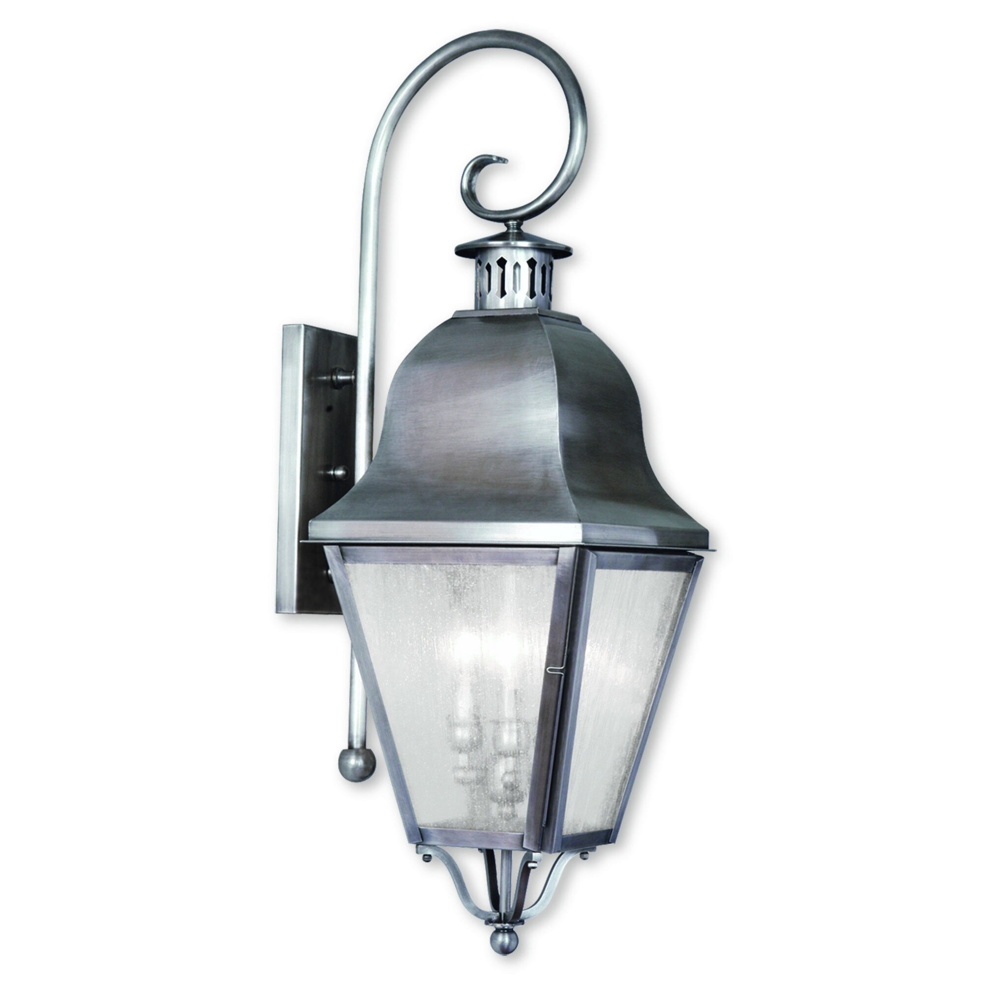 Livex Lighting Amwell Vintage Pewter Brass 3-light Outdoor Wall Lantern Shopping - The Best Deals on Outdoor Wall Lanterns | 18909471 - Mycitystee