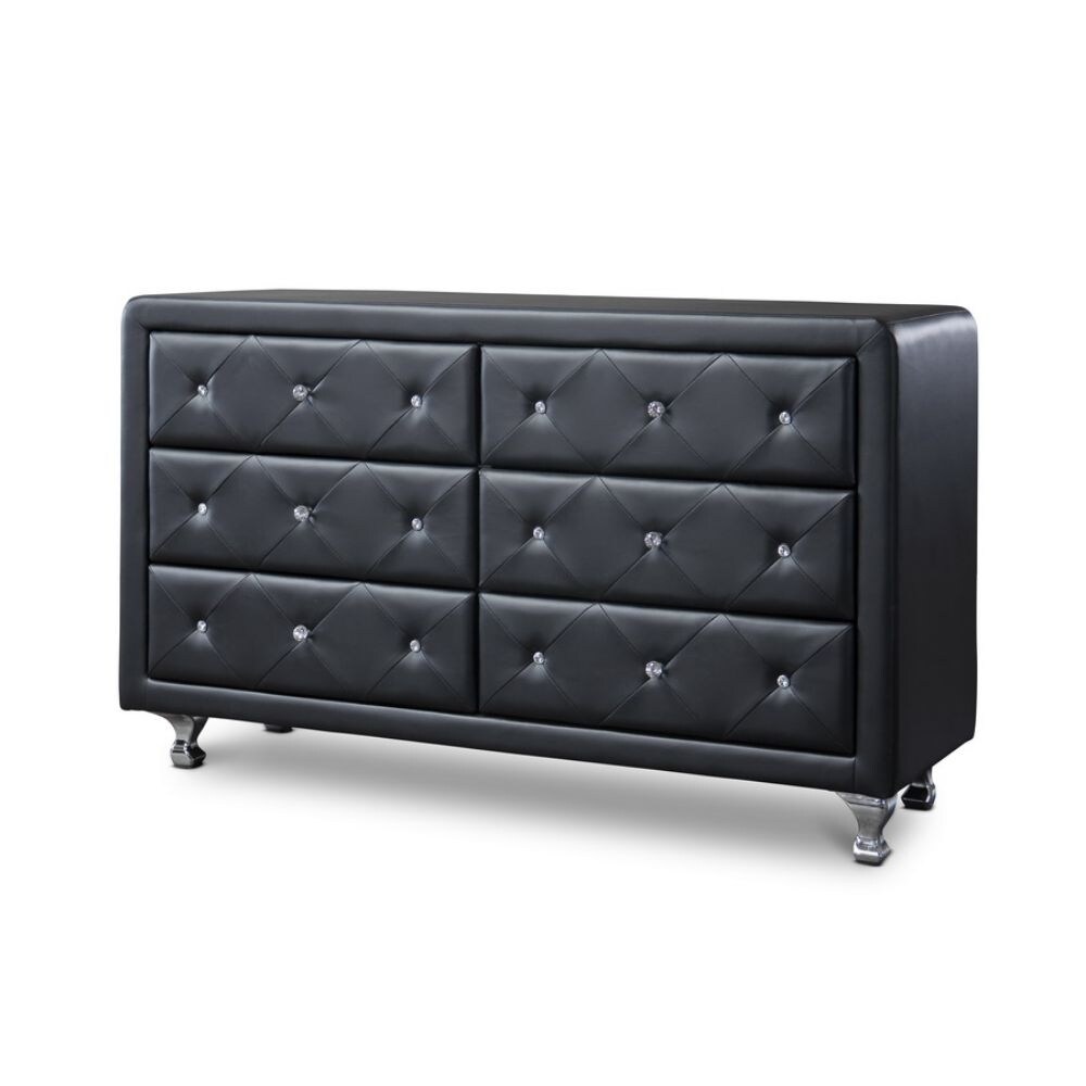 Luminescence Wood Contemporary Black Upholstered Dresser - - 35418078 - Mycitystee