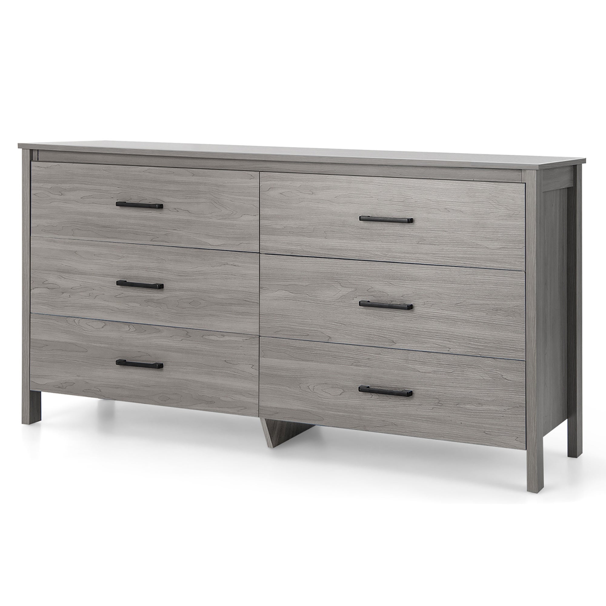 Gymax 6 Drawer Double Dresser Chest Wooden Storage Organizer Cabinet - - 37806554 - Mycitystee
