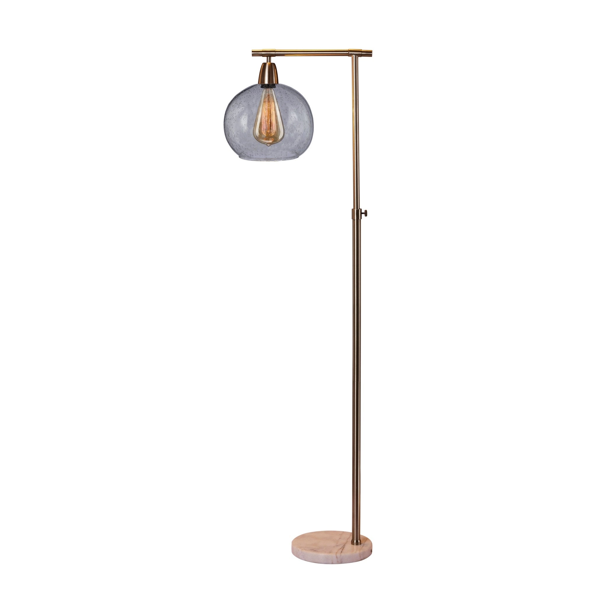 Fangio Lighting's 1561 63 in. Metal and Glass Floor Lamp in a Brushed Steel and Clear Finish W/Marble Base (Includes Bulb) - Mycitystee