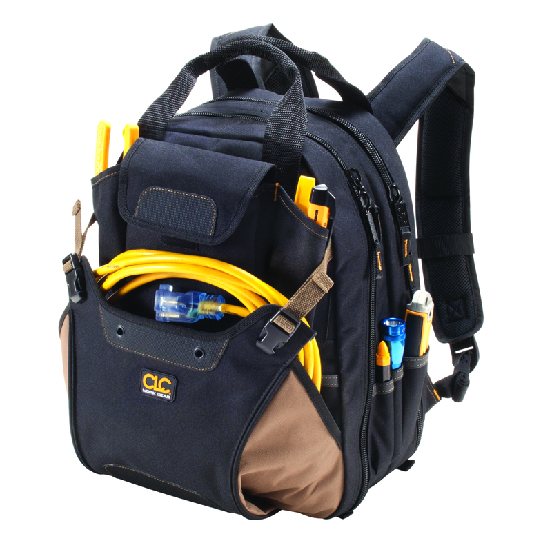 CLC 7.5 in. W X 16 in. H Polyester Backpack Tool Bag 44 pocket Black/Tan 1 pc - Mycitystee