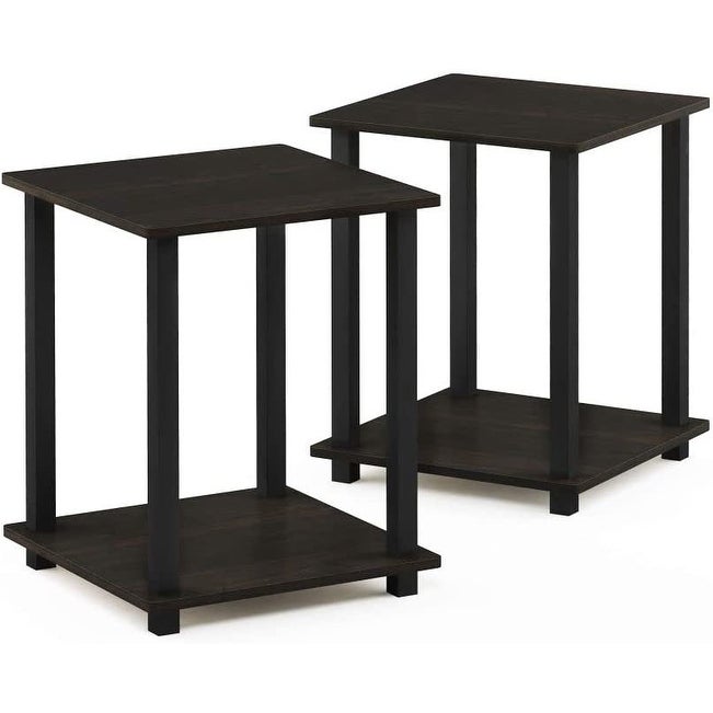 Furinno Simplistic End Table - Espresso/Black (Set of 2) - Mycitystee
