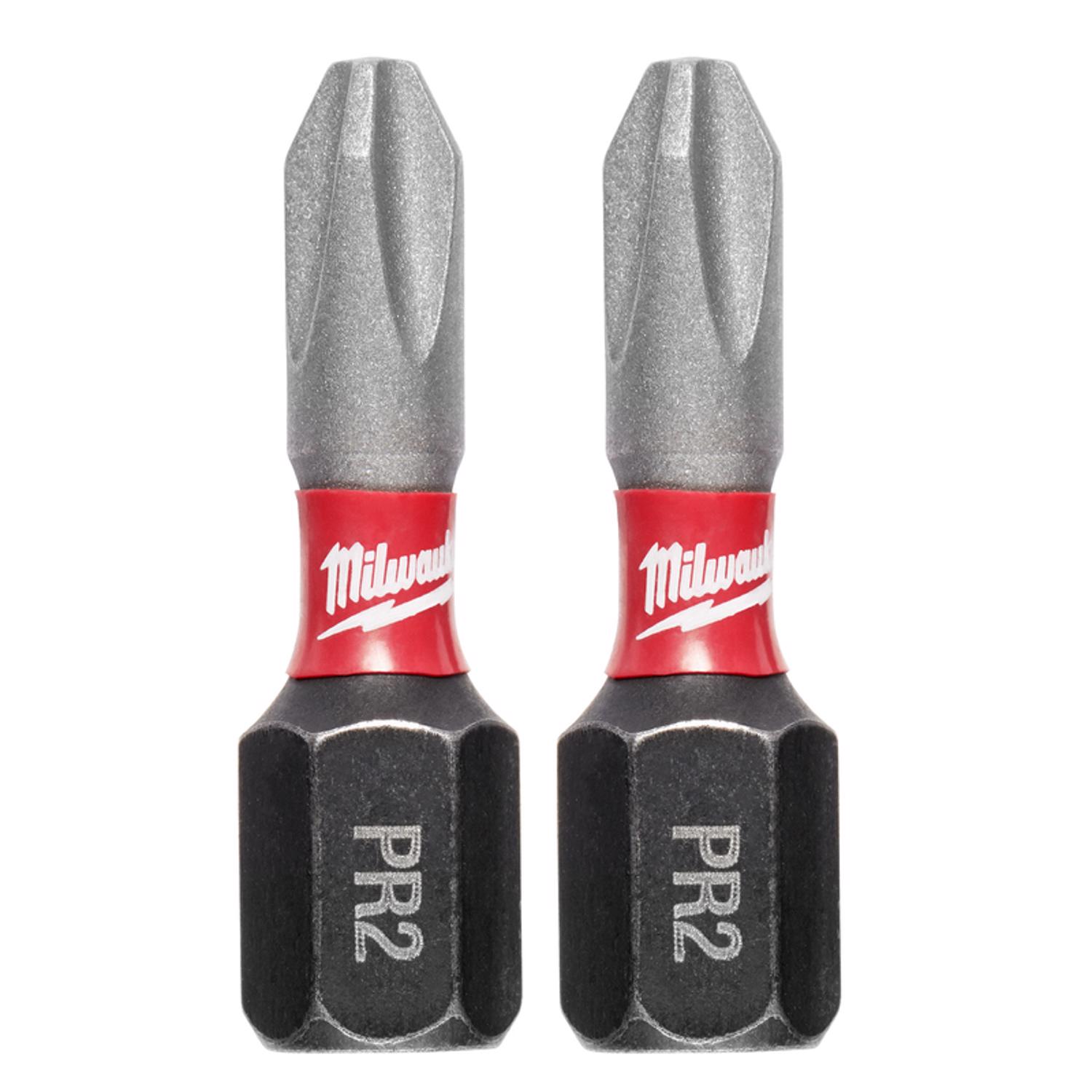Milwaukee Shockwave Phillips #2 X 1 in. L Impact Reduced Insert Bit Steel 2 pk - Mycitystee