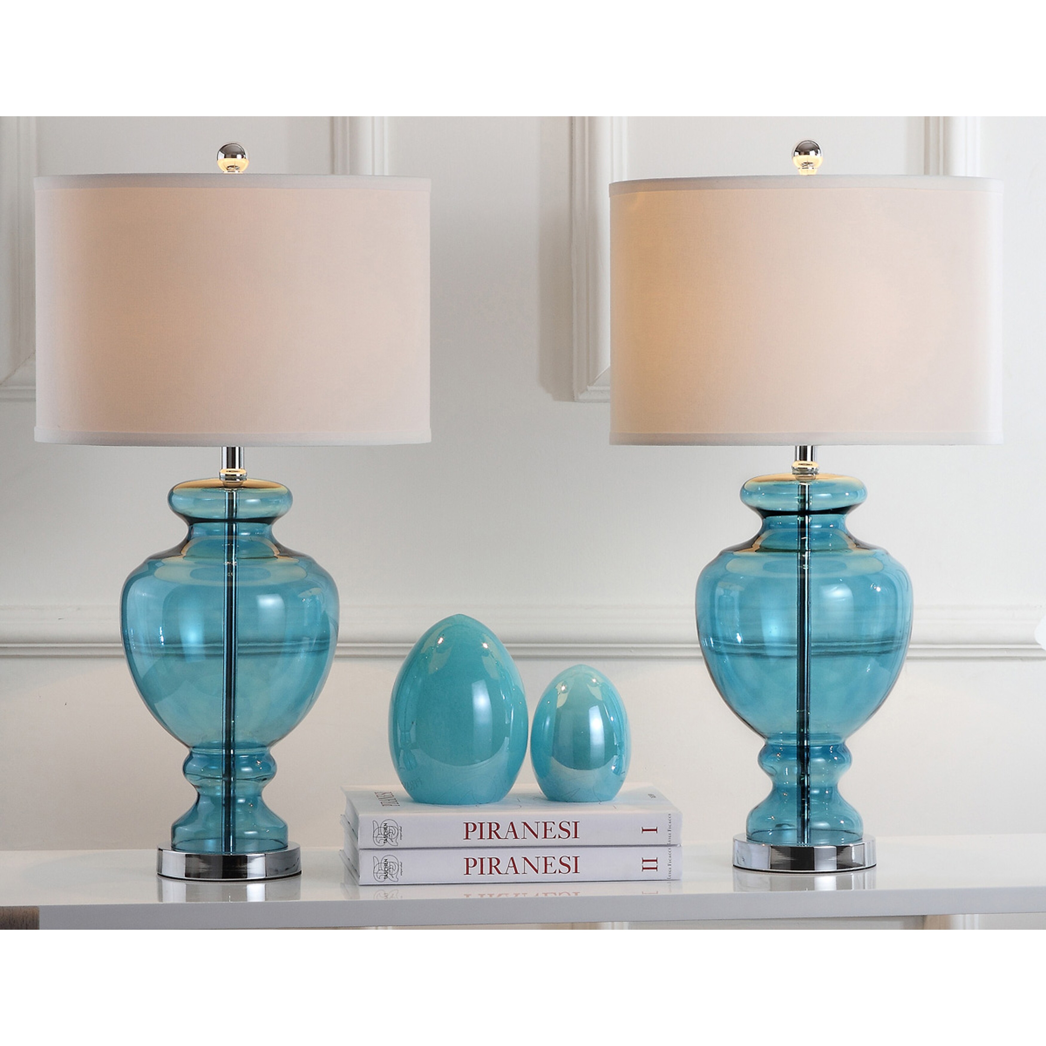 SAFAVIEH Lighting 28 inch Turquoise Glass Table Lamp (Set of 2) - 15