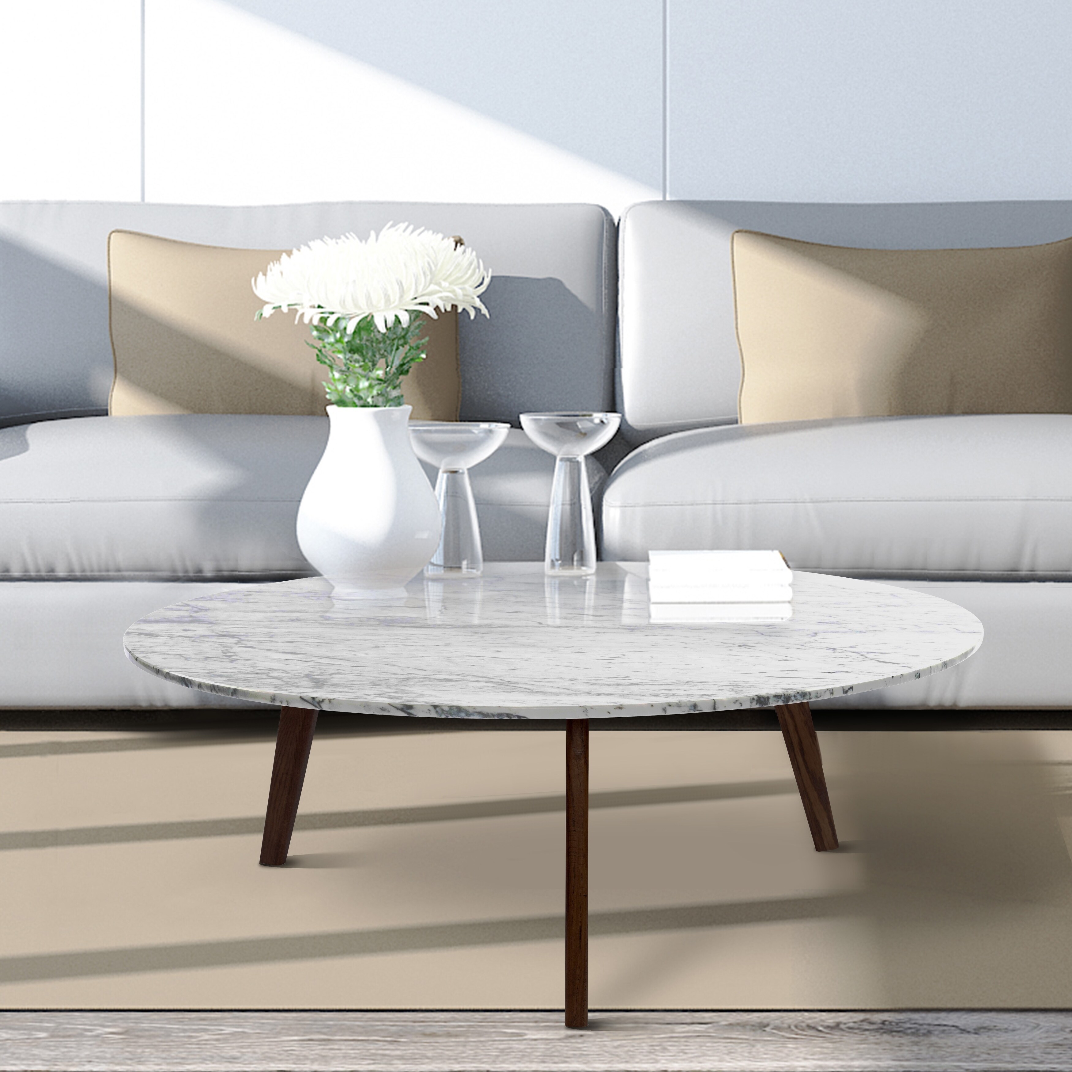 White Carrara Italian Marble Coffee Table - Mycitystee