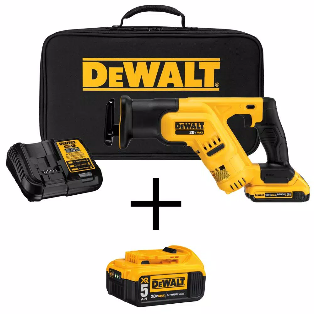 DEWALT 20-Volt MAX Cordless Compact Reciprocating Saw with (1) 20-Volt Battery 2.0Ah， (1) 20-Volt Battery 5.0Ah and Charger and#8211; XDC Depot - Mycitystee