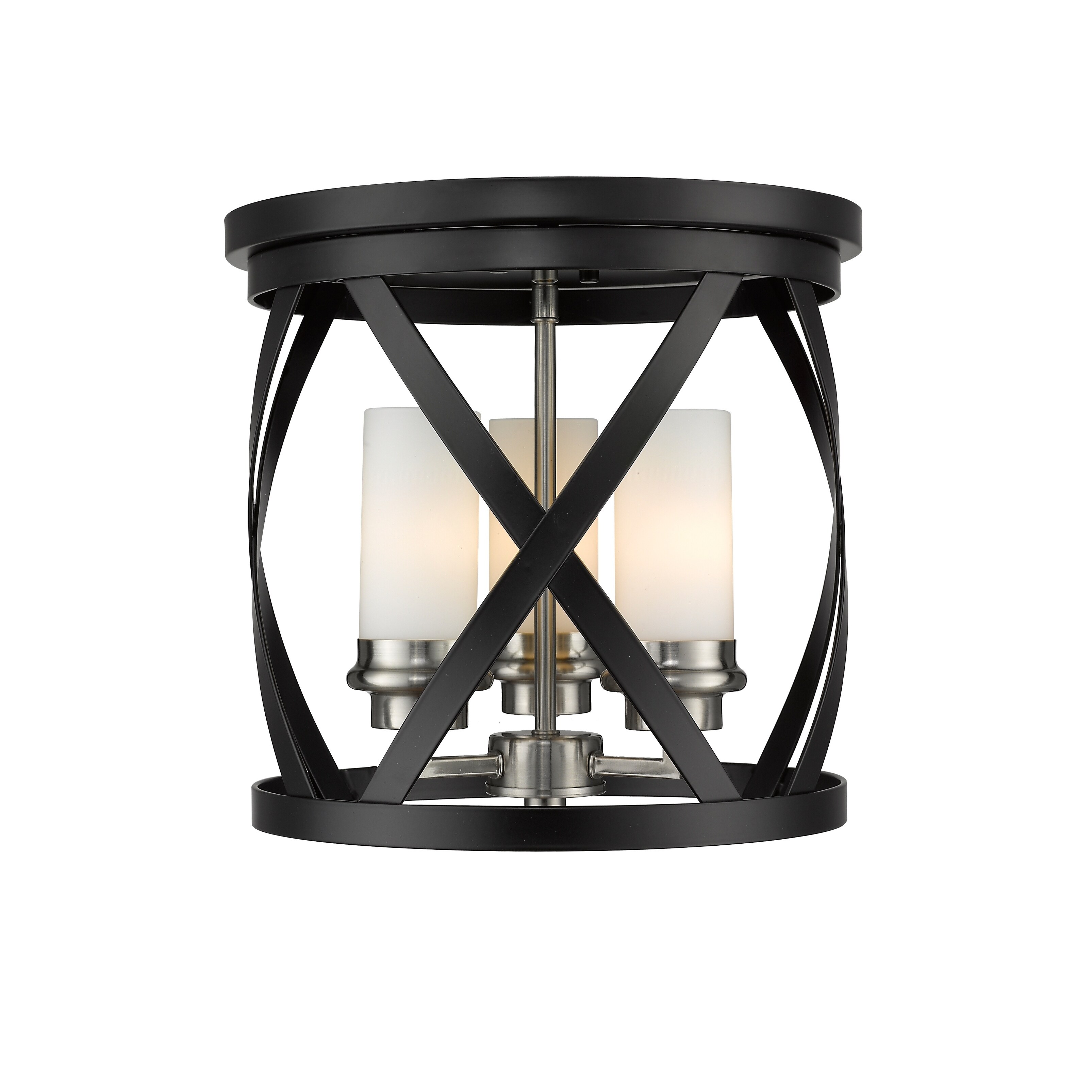 Malcalester 3 Light Flush Mount - Matte Black + Brushed Nickel - Mycitystee