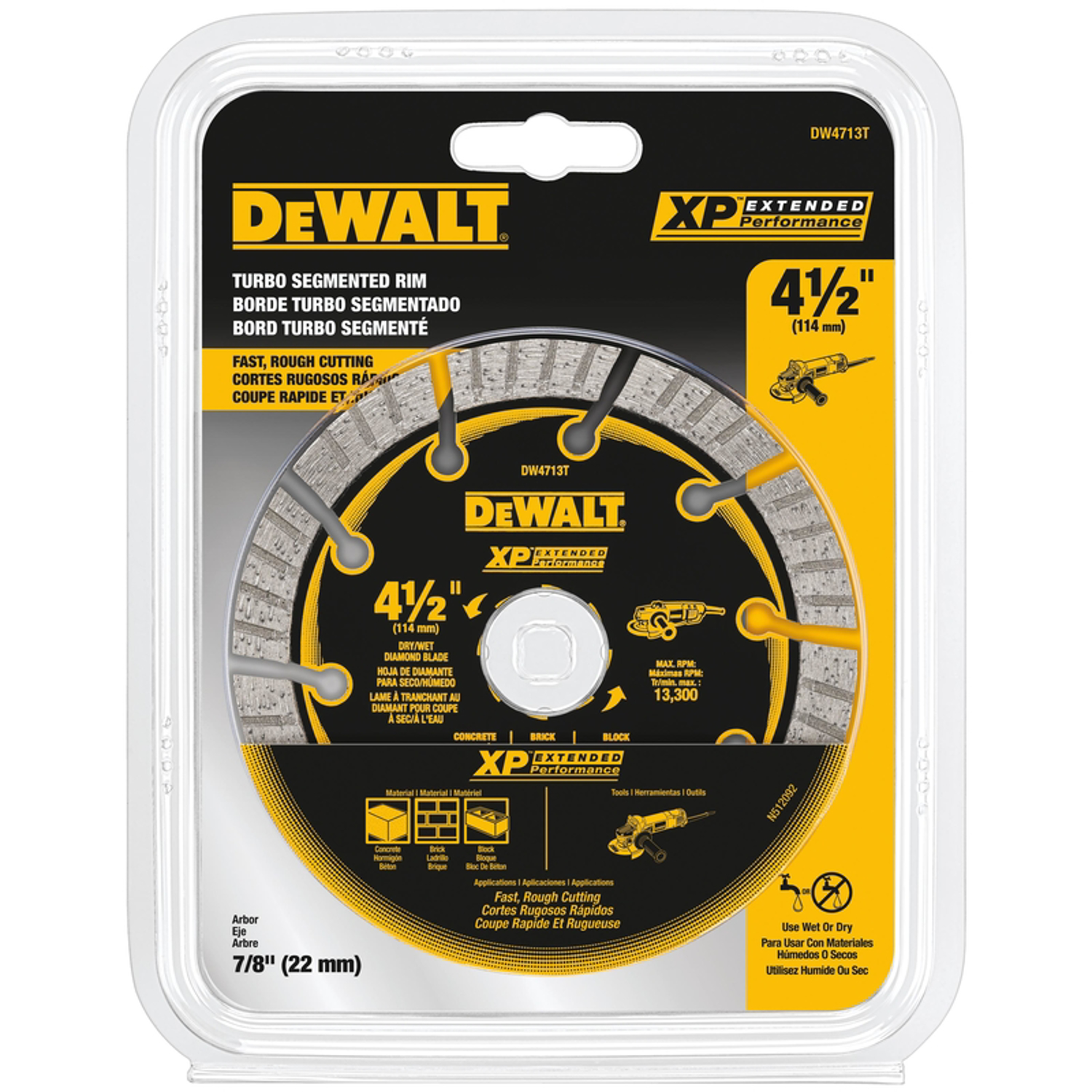 DeWalt XP Extended Performance 4-1/2 in. D X 7/8 in. Diamond Turbo Segmented Cut-Off Blade 1 pc - Mycitystee