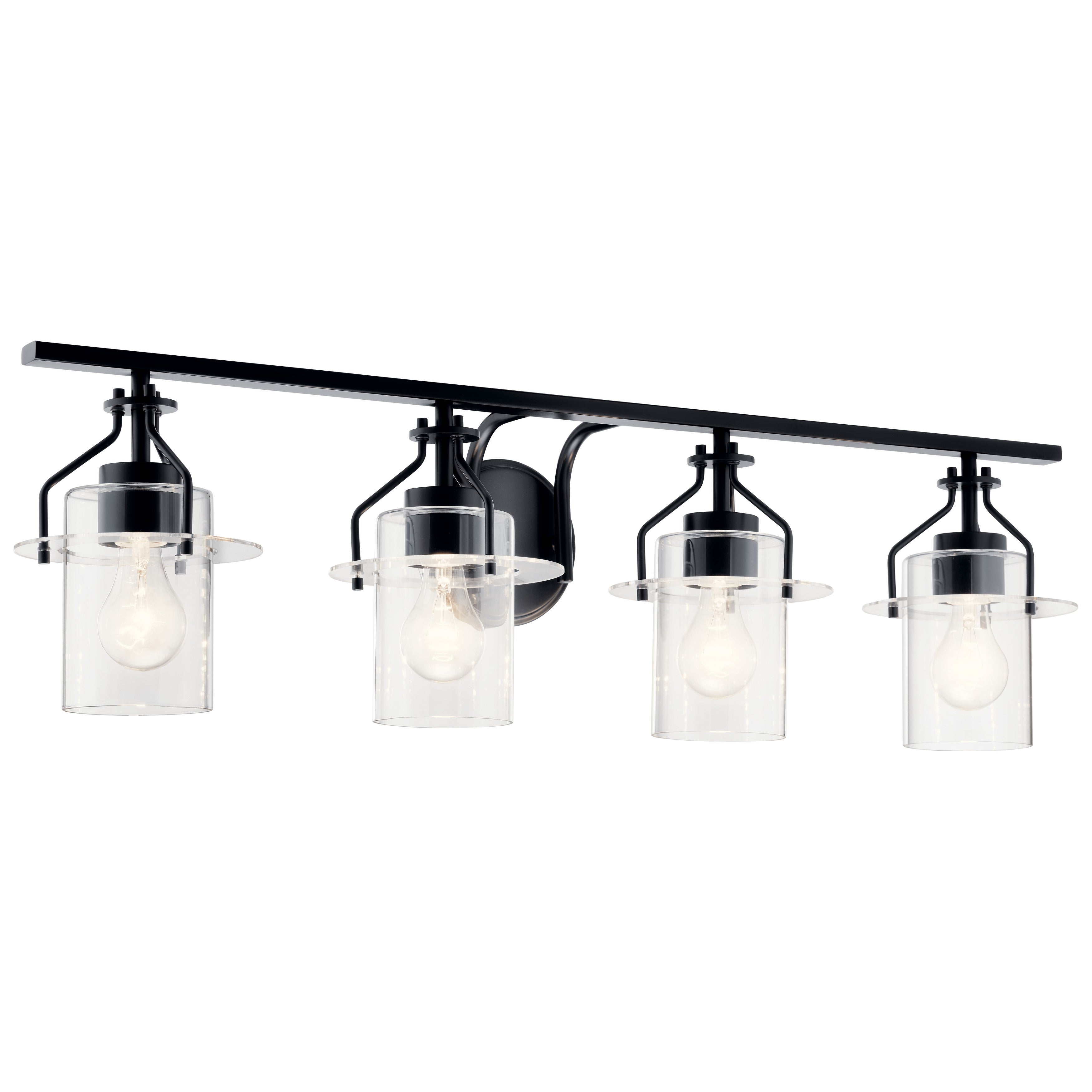 Kichler Lighting Everett 34.25 in. 4-Light Black Vanity Light with Clear Glass - Mycitystee