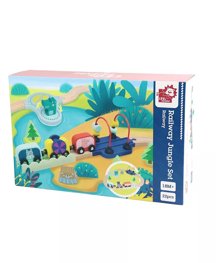 Leo Friends Wooden Railway Jungle 22-Piece Animal Set - Mycitystee