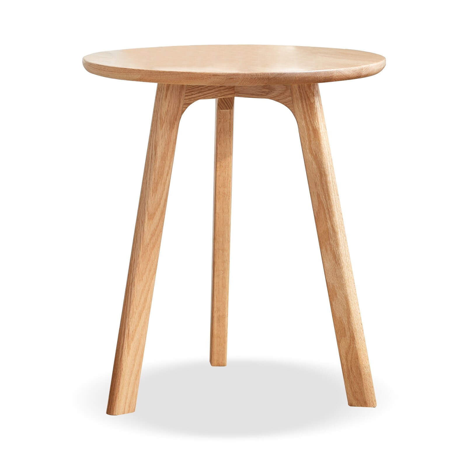 Round End Coffee Table with Natural Solid Oak Wood， Sofa Table with Easy to Assemble for Living Room， Bedroom Bedside Table - Mycitystee