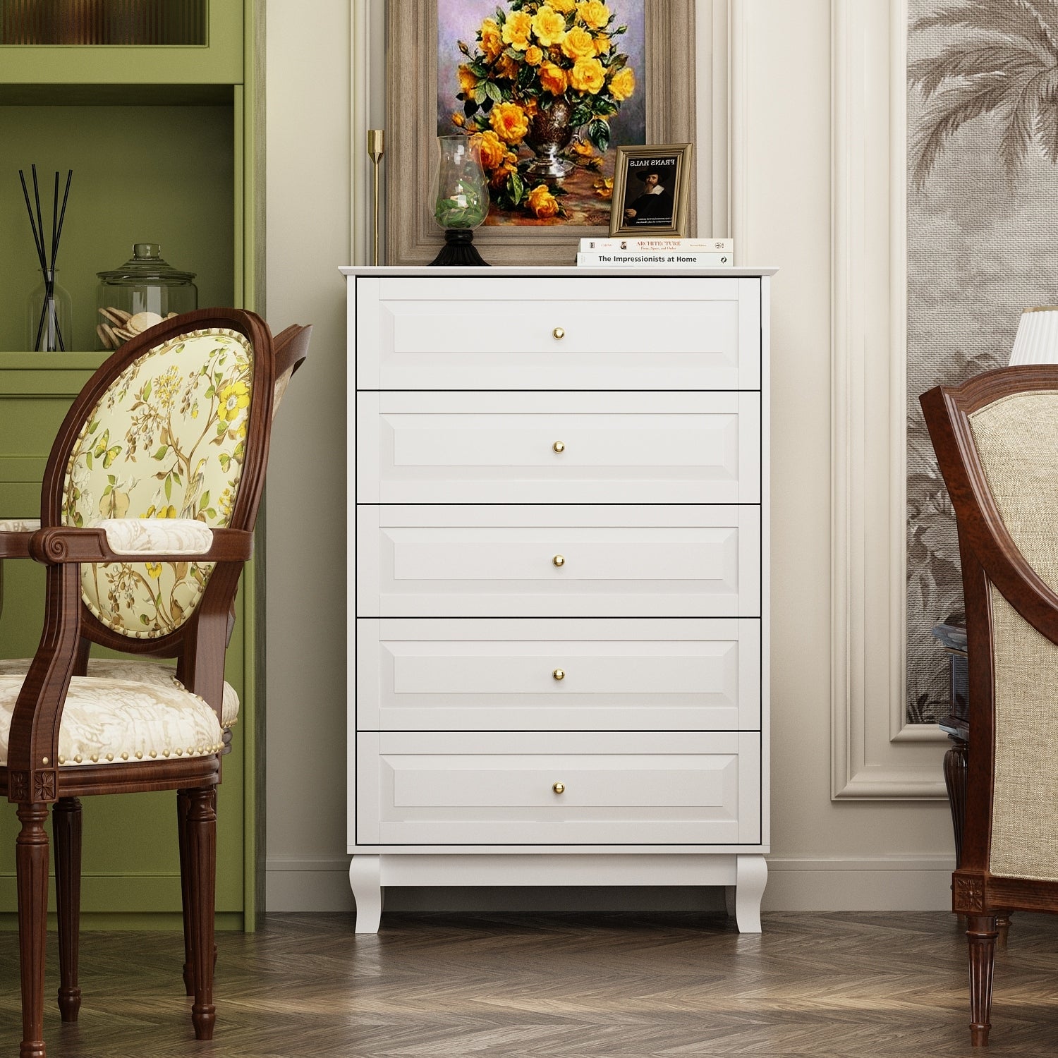 Side Tatble 5 Drawer Dresser Drawer Chest Tall Storage Cabinet - - 36594944 - Mycitystee