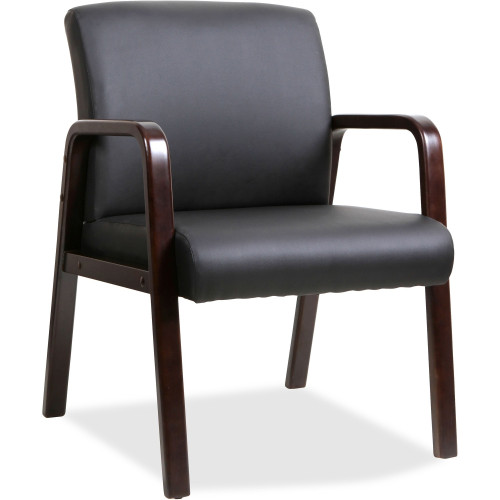 Lorell Black Leather Wood Frame Guest Chair (40201) - Mycitystee