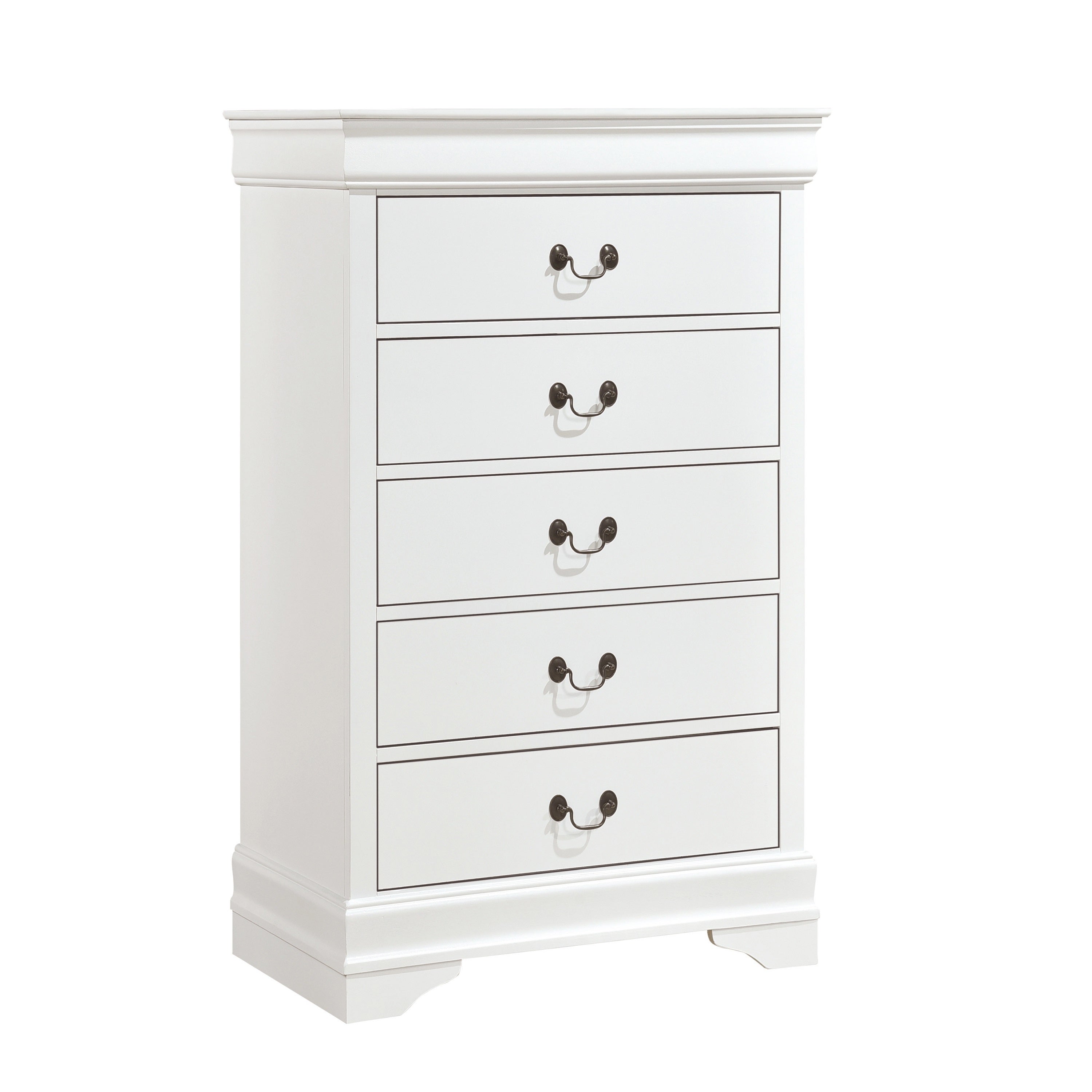Traditional Design Chest with Antique Drop Handles and 5 Drawers - - 36087900 - Mycitystee
