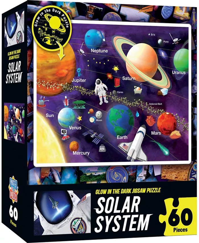 MasterPieces Puzzles Glow In The Dark - Solar System 60 Piece Kids Puzzle - Mycitystee