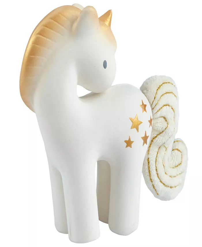 Tikiri Shining Stars Unicorn Natural Rubber Rattle with Crinkle Wings - Mycitystee