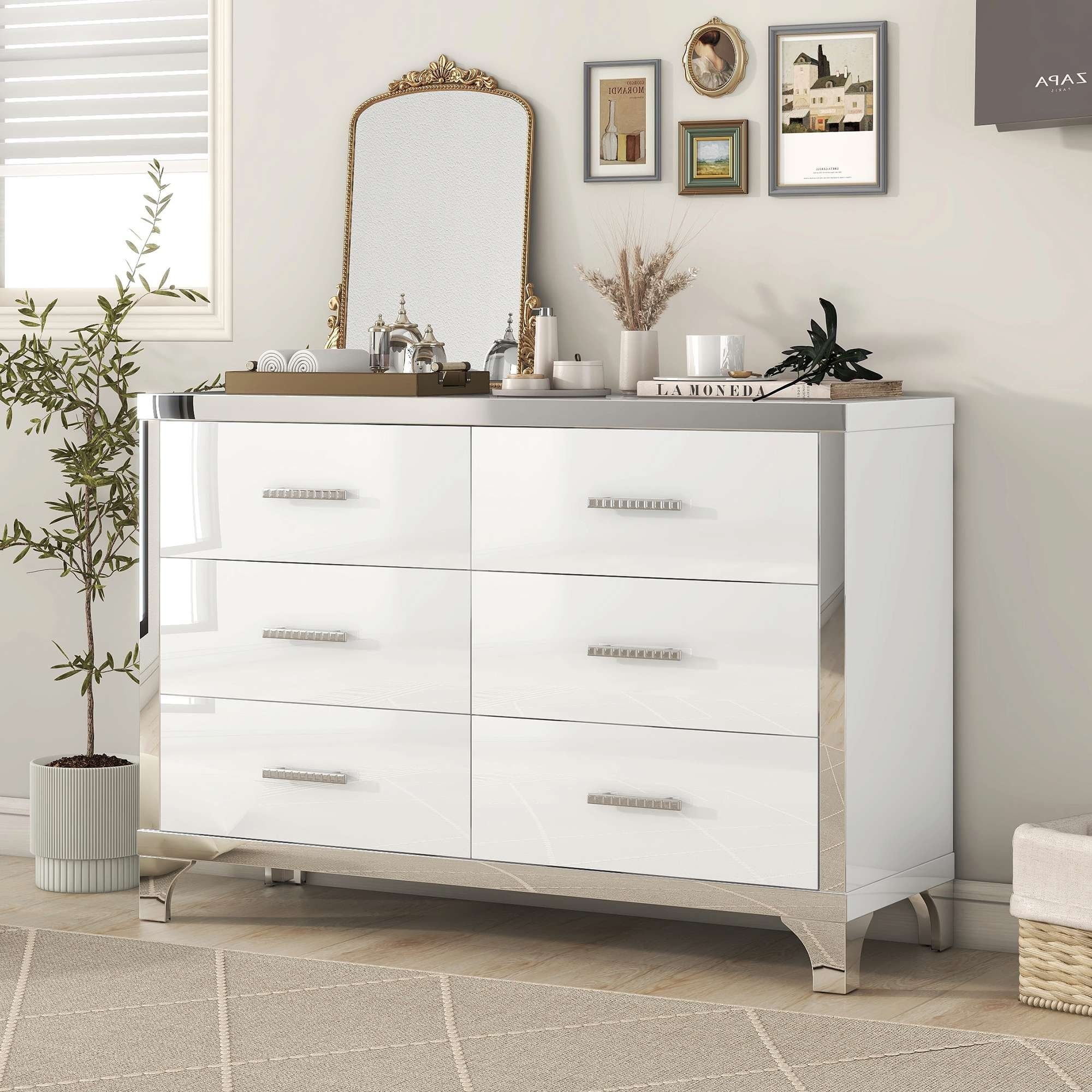 High Gloss Dresser with Metal Handle - - 37851716 - Mycitystee