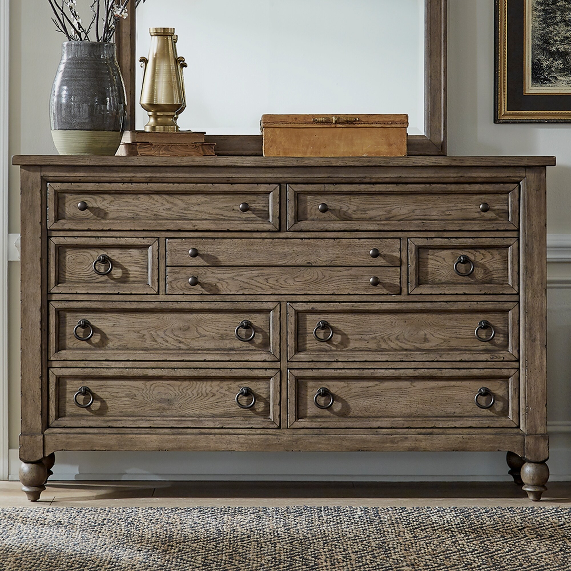 Americana Farmhouse Dusty Taupe 9 Drawer Dresser - - 36107957 - Mycitystee