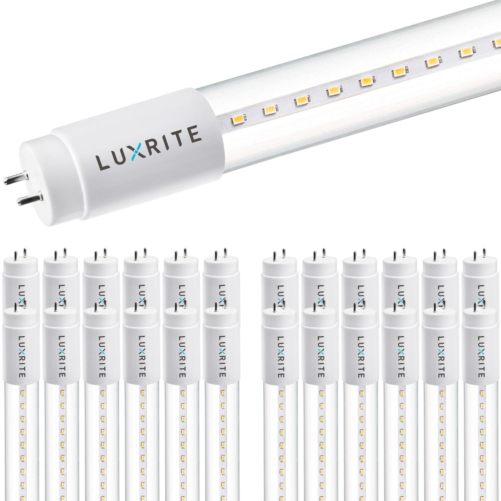 Luxrite 25-Pack 4FT T8 LED Tube Light Ballast and Ballast Bypass 13W=32W Single-End or Double-End Damp Rated UL Listed - Mycitystee