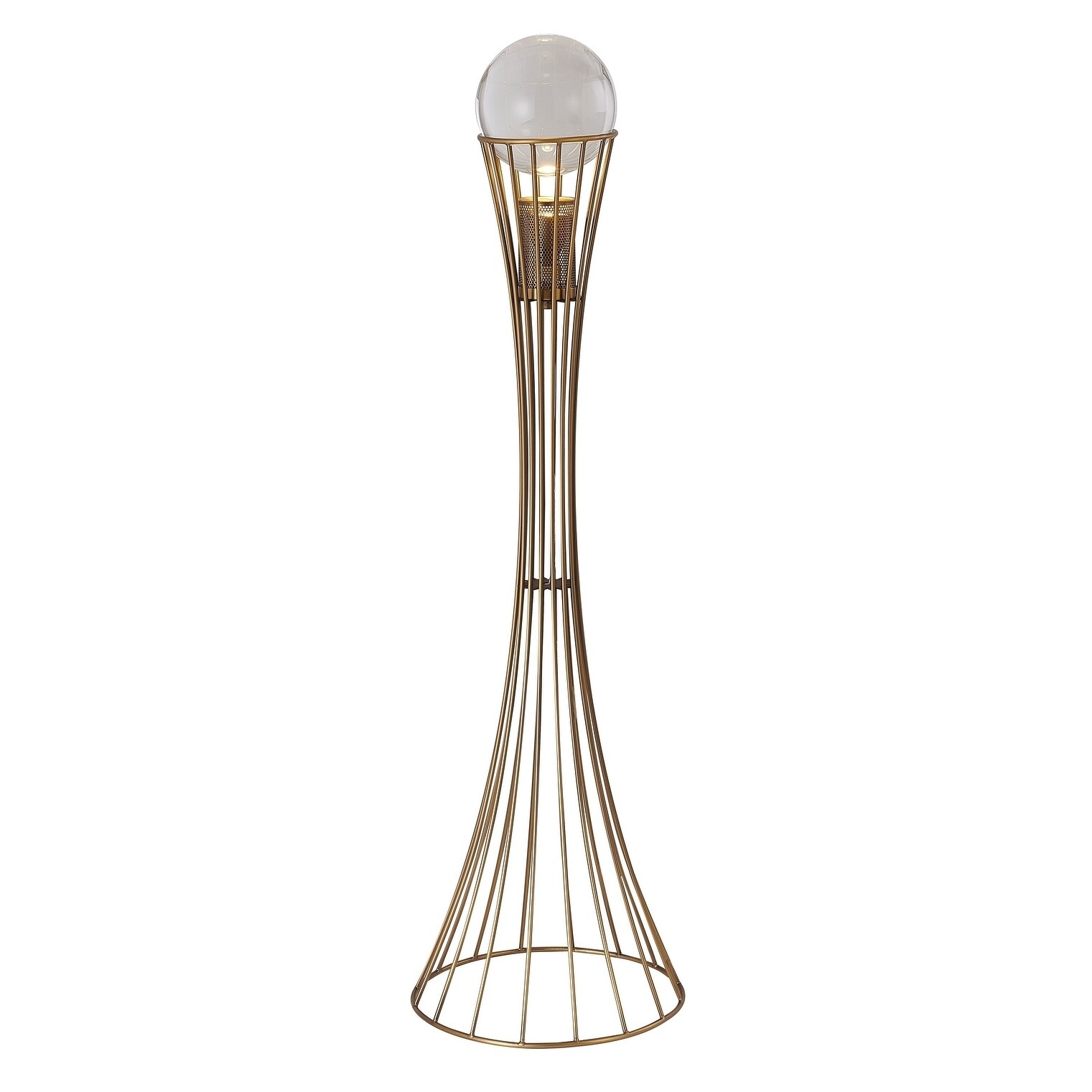 Antique Brass Metal Floor Lamp With Crystal Ball - Mycitystee