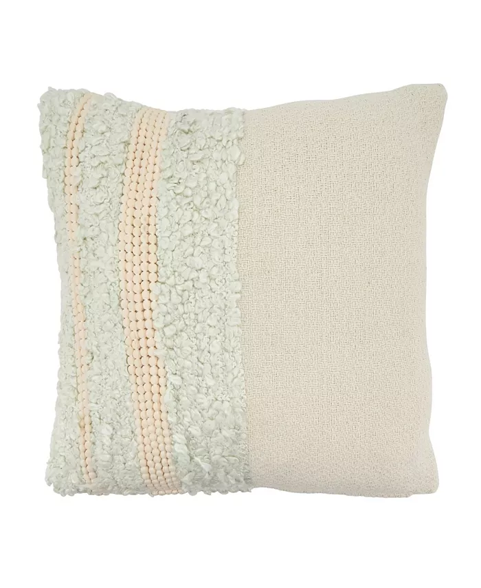 Saro Lifestyle Delicate Pom Pom Applique Decorative Pillow， 18