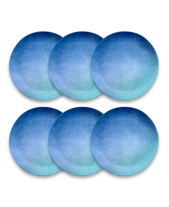 TarHong Melamine Oceanic Ombre 6-Piece Dinner Plate Set， 10.5