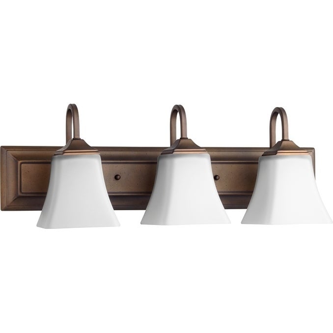 Oiled Bronze and Satin Opal 3-light Vanity Lighting - Mycitystee