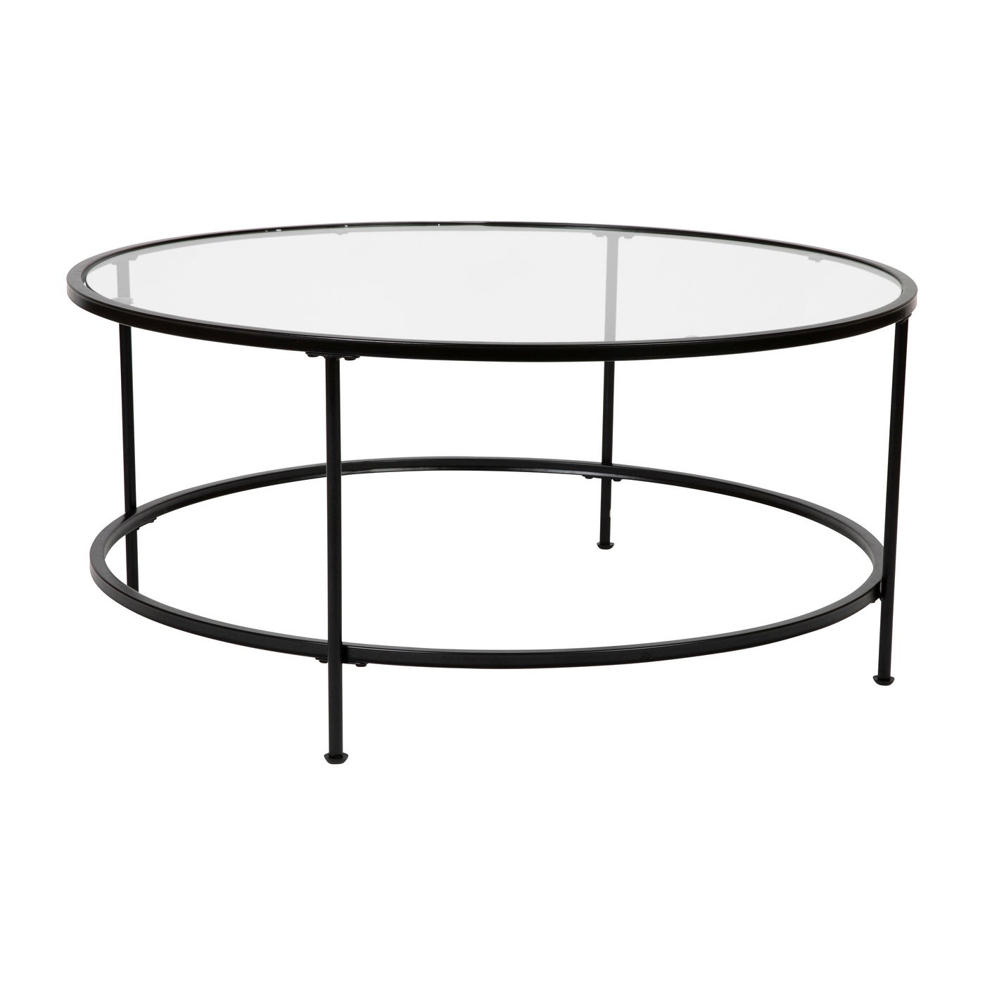 Astoria Collection Round Coffee Table Modern Clear Glass - Mycitystee