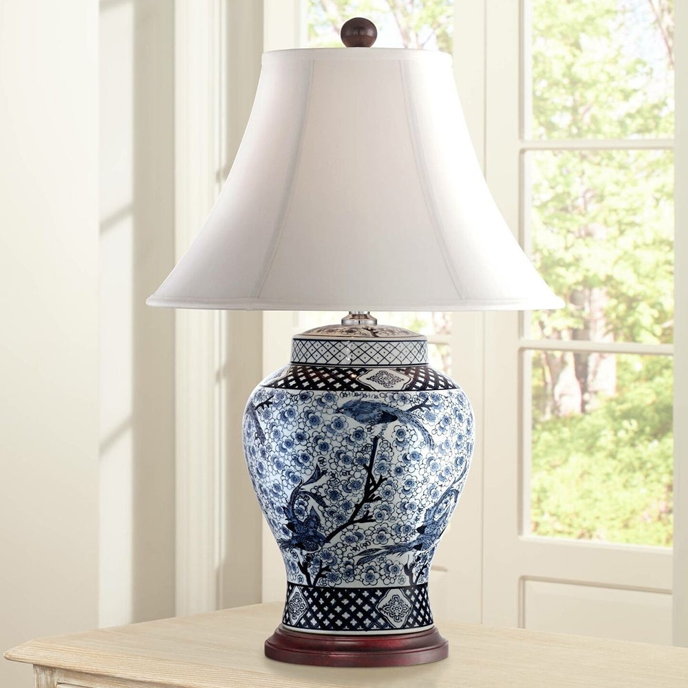 Traditional Table Lamp Porcelain Blue and White Jar - 17