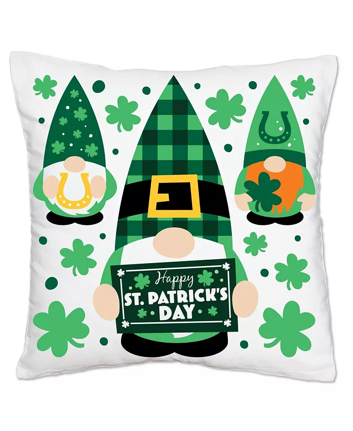 Big Dot of Happiness Irish Gnomes - St. Patrick's Day Cushion Case - Throw Pillow Cover - 16 x 16 In - Mycitystee