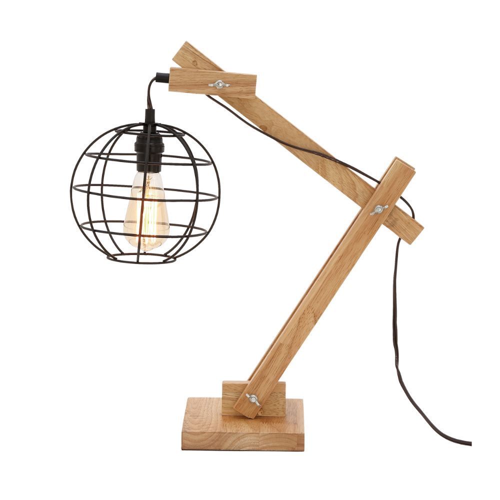 Wood Table Lamp With Decorative Bulb - Mycitystee