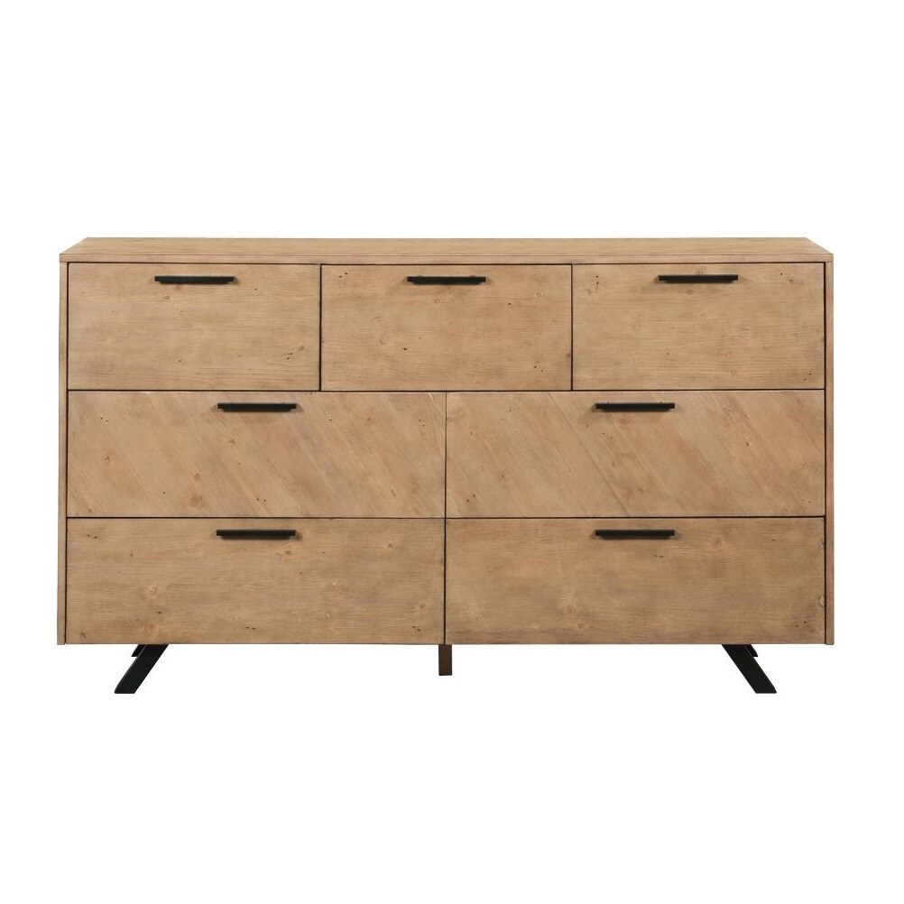 7 Drawers Dresser with Metal Angled Legs in Light Honey Brown - - 37156930 - Mycitystee