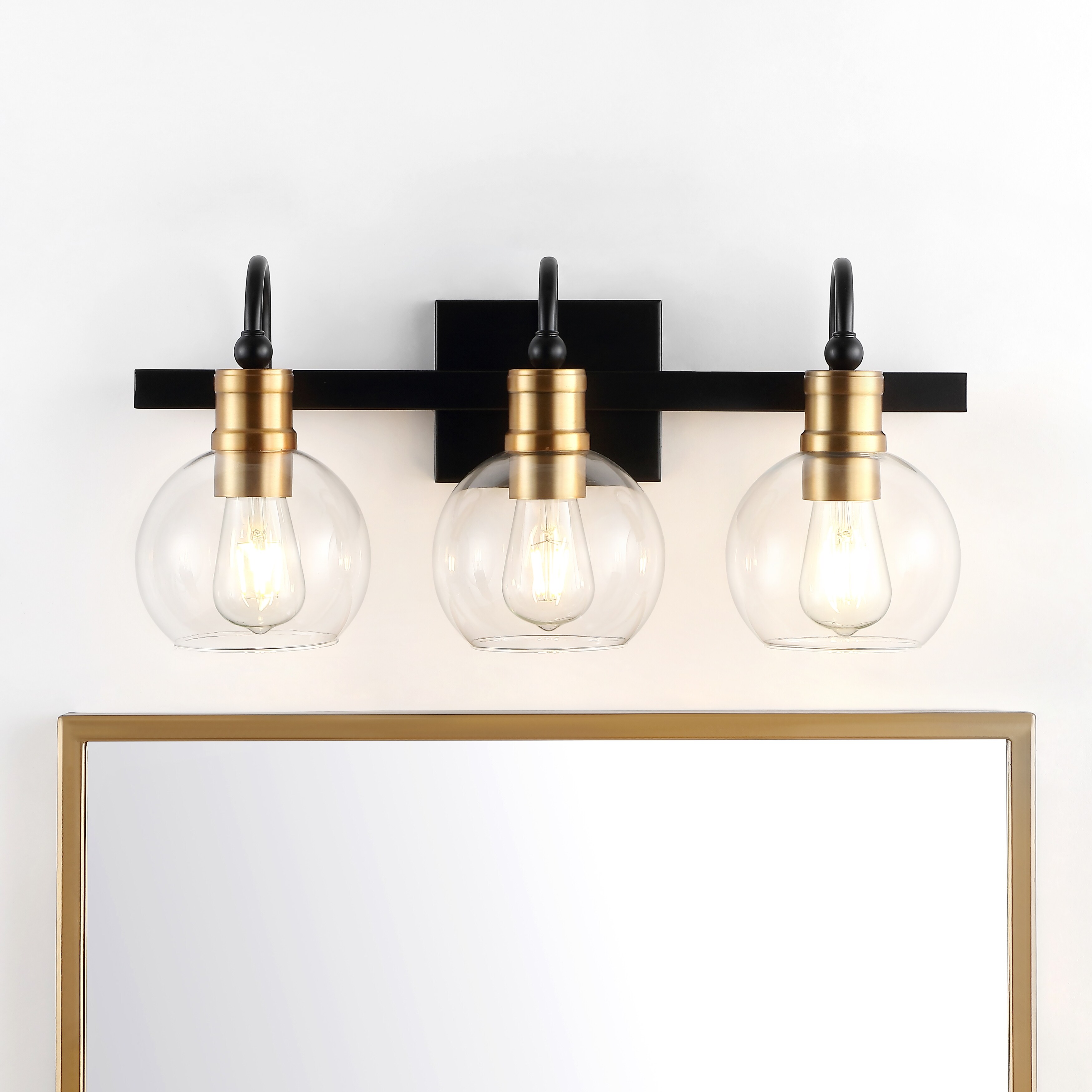Kurtz Iron/Glass Rustic Vintage LED Vanity Light， by JONATHAN Y - Mycitystee
