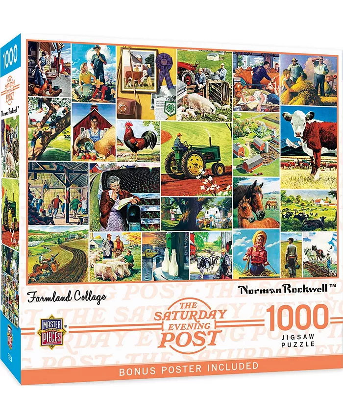MasterPieces Puzzles Saturday Evening Post - Farmland Collage 1000 Piece Puzzle - Mycitystee