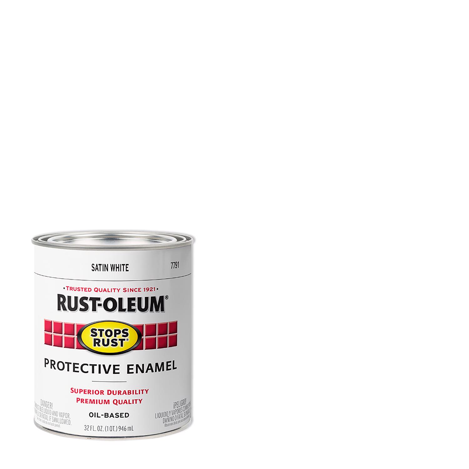 Rust-Oleum Stops Rust Indoor and Outdoor Satin White Oil-Based Protective Paint 1 qt - Mycitystee