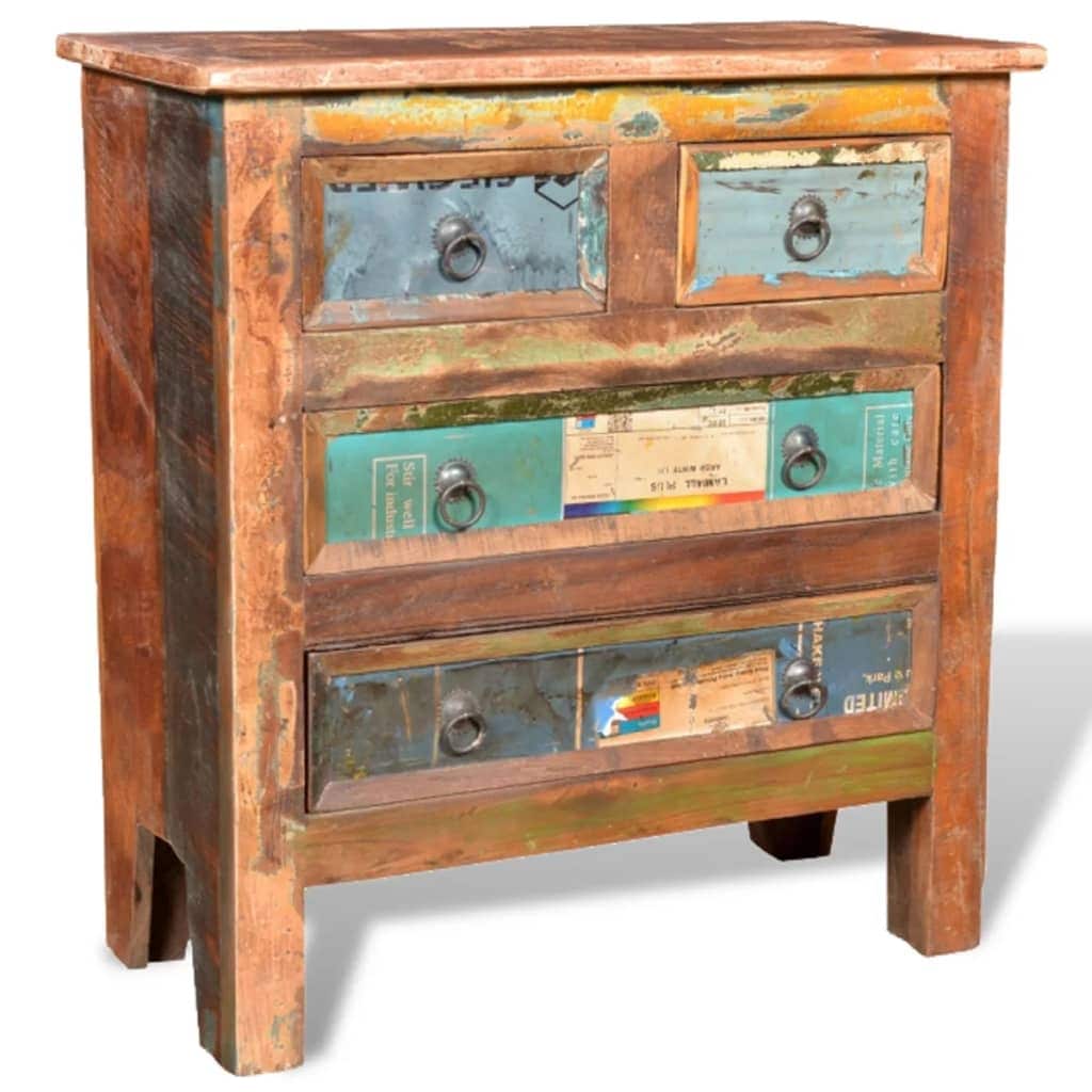 vidaXL Reclaimed Cabinet Solid Wood with 4 Drawers - - 18965091 - Mycitystee